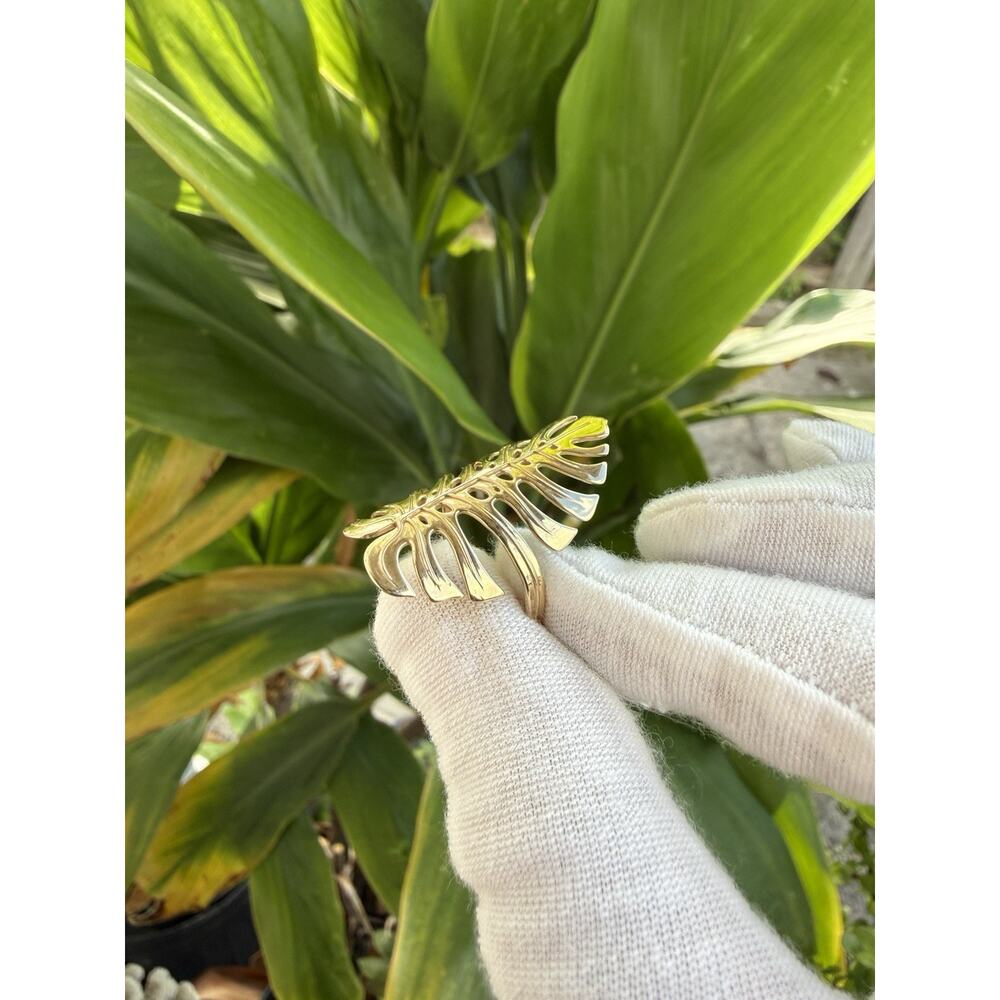 Maui Divers 14KT Yellow Gold Hawaiian Monstera Ring Made in Hawaii Size 8 - Picture 5 of 14